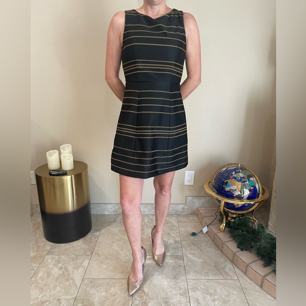 Alice + Olivia black & gold cocktail dress.